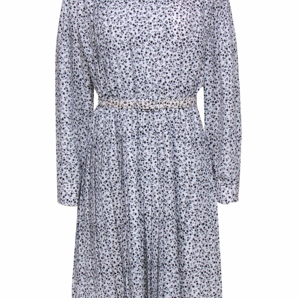 Mikael Aghal Blue Floral Long Sleeve Dress